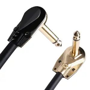 Kabel Patch Gitar Mono 1/4, Steker Pancake Nikel Sudut Kanan untuk Pedal Efek