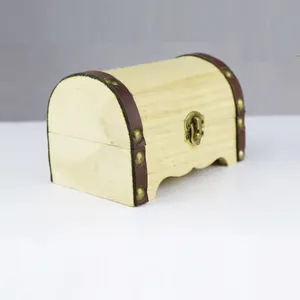 木製おもちゃ箱小さなトランクチェスト宝箱小さな木製ボックスロック付き