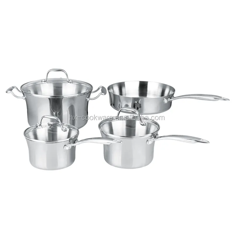 12 piece सभी पहने त्रिकोणीय प्लाई 18 10 स्टेनलेस Cookware सेट