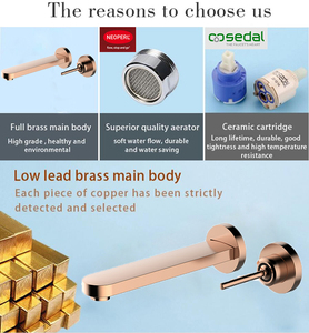 YX Phòng Tắm Rose Gold 360 Độ Xoay Thanh Tròn Xử Lý Hợp Kim Kẽm Xử Lý Treo Tường Rửa Mặt Lưu Vực Vòi - Product Image 3