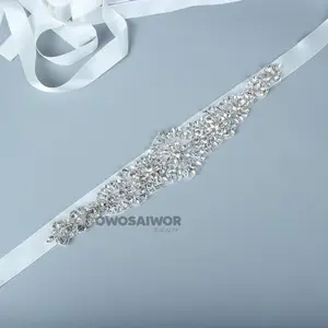 Eksklusif Elegan Kristal Pearl Beaded Pernikahan Gaun Sabuk Cantik Fashion Bridal Ikat Pinggang