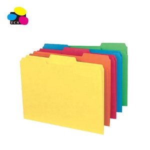 Papeterie en gros, 7 à 10 couleurs disponibles, 100 par boîte, classeur à 3 onglets en papier manille coloré - Product Image 4