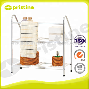 Modern Square <b>Corner</b> <b>Bathroom</b> <b>Shelves</b> Double Tier Metal Under Sink Organizer Accessories with Freestanding Installation - Product Image 5