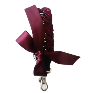 Floral-applique Leather Bag Handle Nude-black Womens Satin Strap - Product Image 4