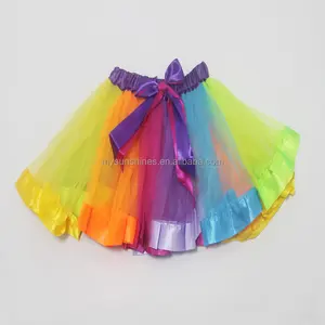 थोक रंगीन बच्चे लड़कियों tulle स्कर्ट बच्चों इंद्रधनुष टूटू