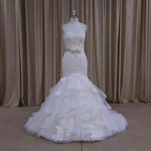 XF1013 muestra real de moldeado sin tirantes de la trompeta del organza vestido de novia para la novia - Product Image 1