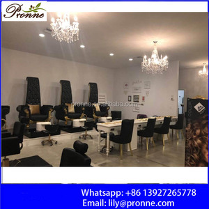 Nail <span class=keywords><strong>lounge</strong></span>-sillas de pedicura doradas y negras, estilo barroco, con bol para pedicura - Product Image 3