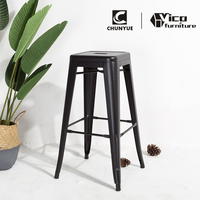 Vente en gros bon marché Tabouret de bar italien design restaurant commercial industriel vintage fer antique noir haute métal