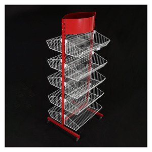 Có thể tháo rời siêu thị hai mặt cửa hàng tiện lợi Kim Loại dây giỏ hiển thị đứng - Product Image 3