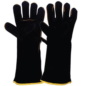 Guantes de trabajo de cuero largos divididos de vaca roja - Product Image 2