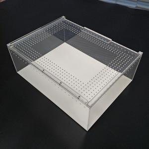 Tente de terrarium en acrylique pour animaux domestiques, 1 ensemble, cage d'écran pour <span class=keywords><strong>reptile</strong></span>, tortue, hamster, grand couvercle coulissant respirant, boîte transparente pour animaux de compagnie