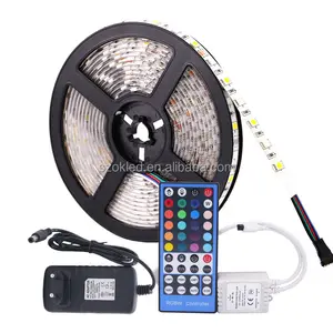 LED רצועת אור 12V 5m SMD5050 2835 עמיד למים IP65 RGB גמיש LED אור קלטת מנורת עם מתאם תקע 3A 2A 44key IR בקר