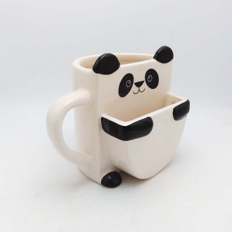 UCHOME Panda Hug Ceramic Coffee Mug - Includes Cookie or Biscuit Holder