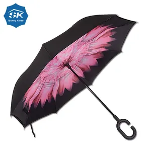 Wholesale cheap price upside down double layer reverse inverted umbrella in China