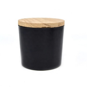 A07M Pots à bougies <span class=keywords><strong>en</strong></span> verre noir de luxe pour la fabrication de bougies parfumées de vacances et de Noël Porte-piliers et lanternes élégants - Product Image 3