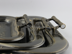nuovo lusso di <span class=keywords><strong>ottone</strong></span> rettangolare di rame argentato vassoio di metallo con motivo egiziano - Product Image 4