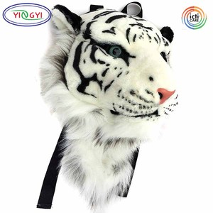 D053 Tigre siberiano blanco Venta al por mayor ODM OEM Animal Head Mochila CPSIA CPC ASTM Montaje en pared Realista Vivid Tiger Mochila de felpa - Product Image 2
