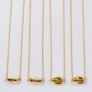 G1622 Ultime Oro Immerso ciprea shell commercio all'ingrosso della collana, oro ciprea shell dei monili per le donne - Product Image 2