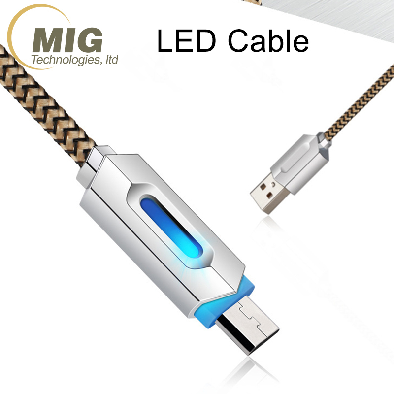 LED Tressé Micro USB Câble de Charge Android Câble pour Galaxy S7/S8 mobile téléphone Données câbles 2A charge rapide