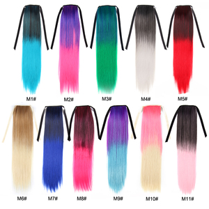 AliLeader Extensions de cheveux queue de cheval à clipser, 20 pouces, lisses et soyeuses, ombrées, de haute qualité, vente en gros - Product Image 5
