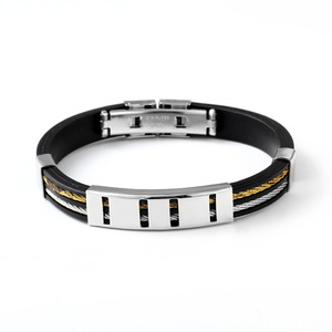 Bracelet en silicone et acier inoxydable, pour homme, câble métallique en caoutchouc, 20 pièces, vente en gros, promotion - Product Image 6