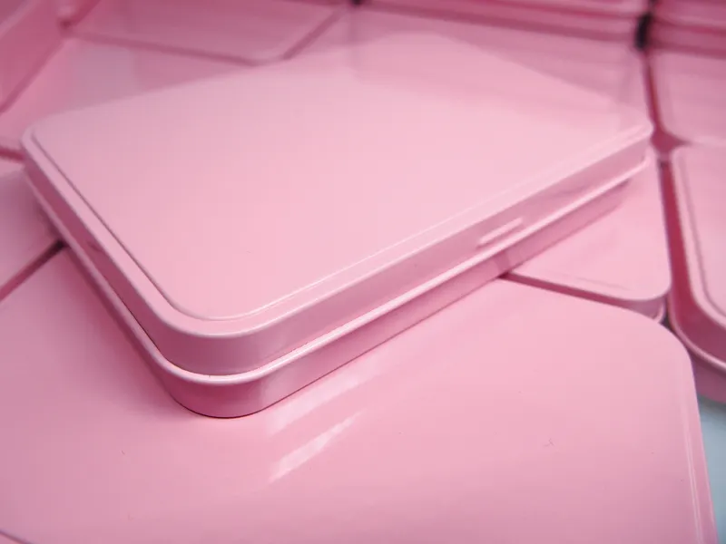 pink metal case cosmetic packing box promotional gift tin box water color box eye shadow metal case