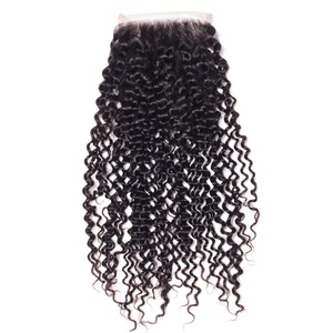 <span class=keywords><strong>CELIE</strong></span> cheveux humains 4x4 fermeture en dentelle crépus bouclés Offre Spéciale à cuticules alignées paquets de cheveux vierges et fermeture - Product Image 4