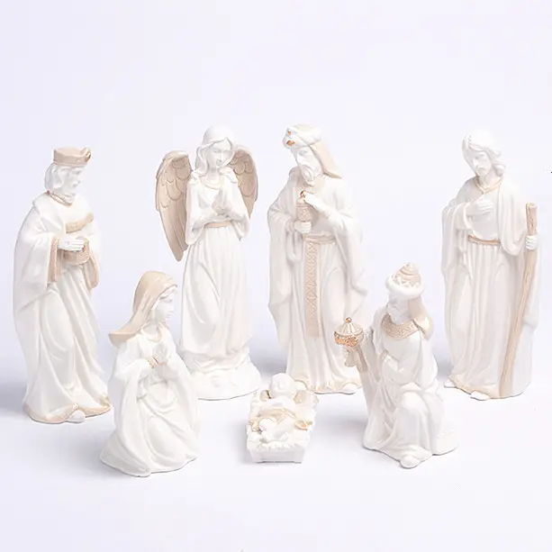 सफेद unglazed चीनी मिट्टी के बरतन सिरेमिक जन्म मूर्तिकला शिल्प घर की सजावट के लिए क्रिसमस पर