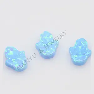 Toptan 8*10mm Açık Mavi El/Hamsa Opal Opal Kolye