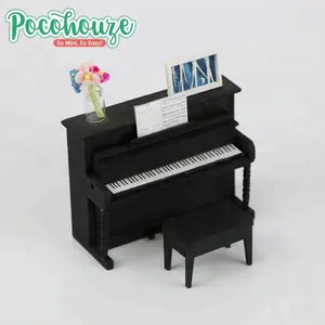 Giáo dục đồ chơi gỗ diy kids đồ chơi đồ nội thất màu đen thu nhỏ đàn piano