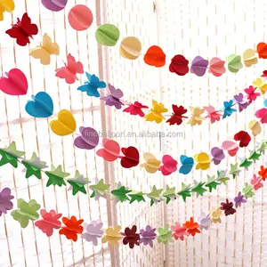 Guirlande de pompons en papier avec corde, décorations pour mariage, 1 pièce