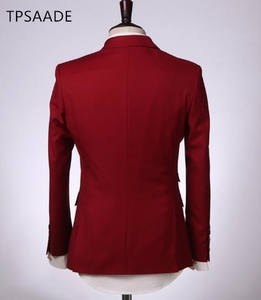 Smoking degli uomini Promenade Dello Sposo <span class=keywords><strong>Rosso</strong></span> Doppio-petto Abiti Da Sposa 2 Pezzi WPY026 - Product Image 2