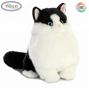 E094 all'ingrosso ASTM F963 CPSIA bianco nero grasso gatti farciti peluche animali giocattoli ODM OEM cuscino rotondo coccola soffice giocattolo gatto peluche