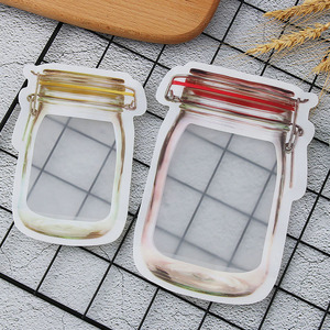 ราคาถูก500มิลลิลิตรสีแดงปิดผนึกด้วยตนเองเมสันขวดถุงซิปพลาสติกอาหารชาถุงเก็บยืนขึ้นรูปถุงอาหาร