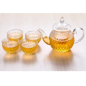 Original Gold Supplier Clear Glass Tea Cup Set with Teapot Glass Water Jug