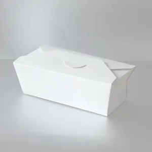 Disposable Cheap Custom Logo White Kraft Paper Board Papel Catering Paper Takeaway Burger Meal Food Container Box