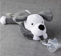 Échantillon gratuit bavoir pour bébé en peluche sucette d'animal jouet en silicone avec anneau de dentition/jouet sucette