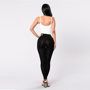 <span class=keywords><strong>Pantaloni</strong></span> <span class=keywords><strong>Lunghi</strong></span> Sexy da Donna con Fori, Leggings Aderenti con Lacci, <span class=keywords><strong>Pantaloni</strong></span> Slim Neri e <span class=keywords><strong>Bianchi</strong></span>, <span class=keywords><strong>Pantaloni</strong></span> a Matita Elasticizzati con Lacci Incrociati per Signore E8001 - Product Image 4