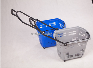 Barato supermercado/Centro Comercial plástico rodando cesta con doble asa para <span class=keywords><strong>la</strong></span> venta - Product Image 2