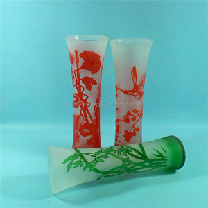 Sola flor florero de <span class=keywords><strong>cristal</strong></span>/<span class=keywords><strong>rojo</strong></span> superposición verde en forma de jarrón de <span class=keywords><strong>cristal</strong></span> - Product Image 4