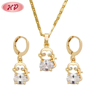 Wholesale jewelry 18k bangkok gold-Funny Monkey Bangkok Big Fashion Stylish Gold Jewelry Set