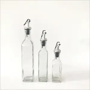 사각 투명 100ml 250ml 500ml 유리 에센셜 수염 오일 오일 또는 식초 유리 병