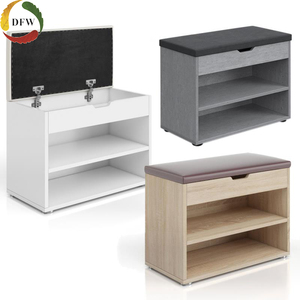 Modern Simple Lift up <strong>Shoe</strong> <strong>Rack</strong> with PU <strong>Seat</strong> <strong>Shoe</strong> Cabinet - Product Image 1