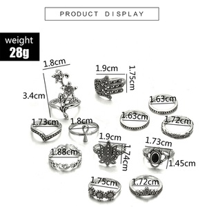 Mode strass pierre argent doigt couronne anneaux boho <span class=keywords><strong>vintage</strong></span> knuckle ring set - Product Image 2