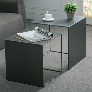 Mesa de anidación cuadrada y decorativa para el hogar, mueble de centro de metal resistente, color negro - Product Image 4