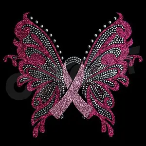 Butterfly Transfer hotfix Breast Cancer Awareness Heat Transfer rhinestone motif design