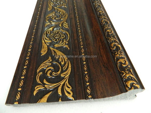 Phổ biến new style đen bằng gỗ tối màu màu sắc với vàng emboss polystyrene nhựa khuôn hồ sơ - Product Image 3