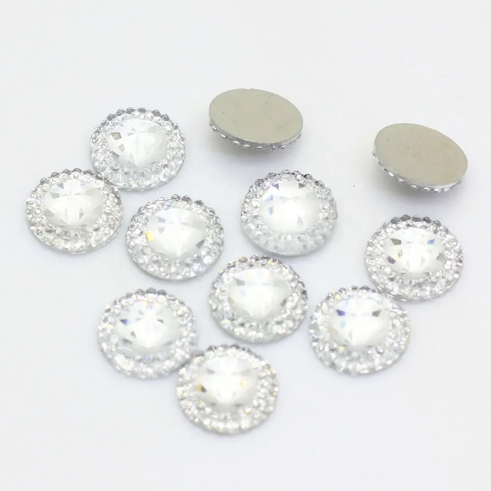 New 1000pcs 14mm Resin Round Double Color Flatback Rhinestone Wedding Buttons DIY Craft