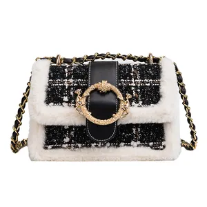 Wholesale Fashion Sac A Main Cheap Beautiful Fancy Chain Lady Woolen Bag