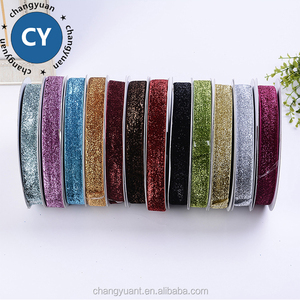 Atacado 1/2 polegadas 1.2cm Nenhum <span class=keywords><strong>Elastic</strong></span> Colorful Metallic <span class=keywords><strong>Velvet</strong></span> Glitter <span class=keywords><strong>Ribbon</strong></span> para a Decoração do Natal